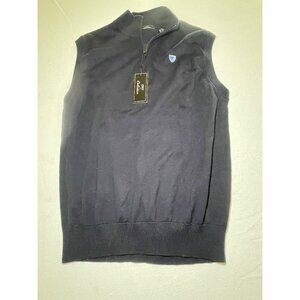 Mens Navy Sleeveless Sweater Vest By Old Collection Size L Cotton Blend